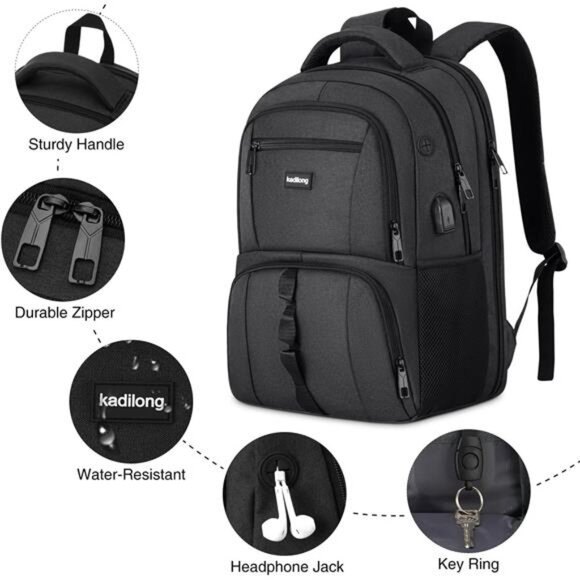 College School Backpack for Teens, 15.6”‎ Anti-Theft Laptop Bag with USB Port - Picture 4 of 7